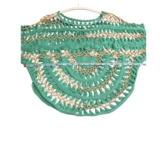 Urban Outfitters Boho Crochet Top Green Tan Open Knit Festival Beach One Size - Picture 5 of 6